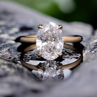 Oval-Cut Diamond Solitaire Ring in Yellow Gold