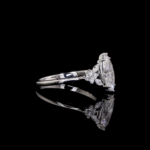 Close-up of sparkling marquise diamond ring in white gold setting