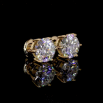 Shimmering lab grown 2 carat diamond stud earrings with sturdy push back posts, ideal for women seeking vintage style and elegance.