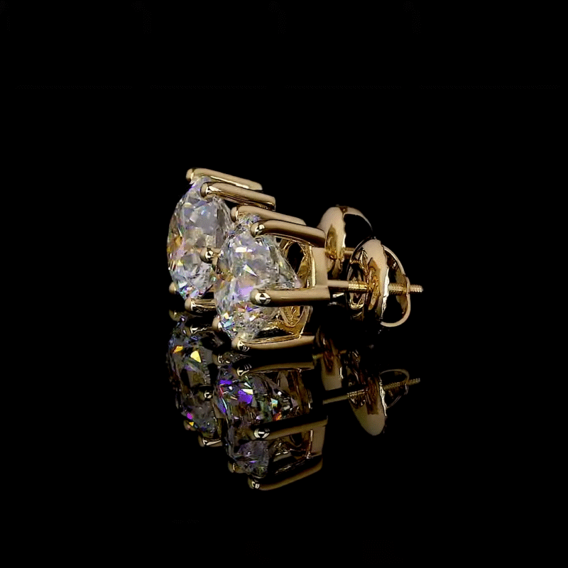 Beautifully crafted earrings for women with 2 carat lab grown diamonds in a vintage style stud setting and comfortable push back backs.