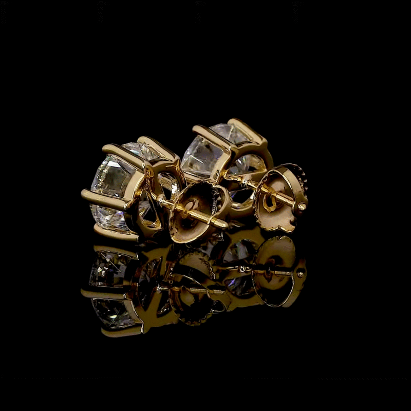 Exquisite lab grown diamond earrings for women, 2 carats total weight, in vintage stud design with push back for secure and elegant wear.