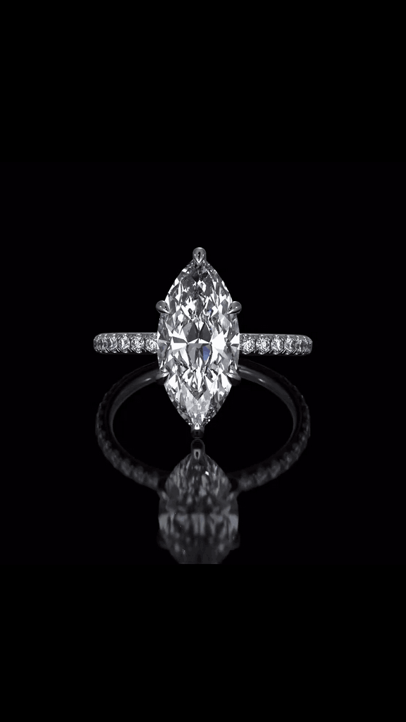 3 Carat Marquise Lab-Grown Diamond Ring – Hidden Halo & Pavé in 14K White Gold | Veva Jewel