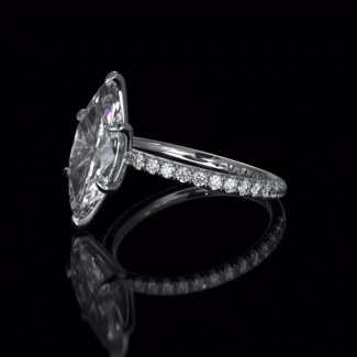 3 Carat Marquise Lab-Grown Diamond Ring – Hidden Halo & Pavé in 14K White Gold | Veva Jewel