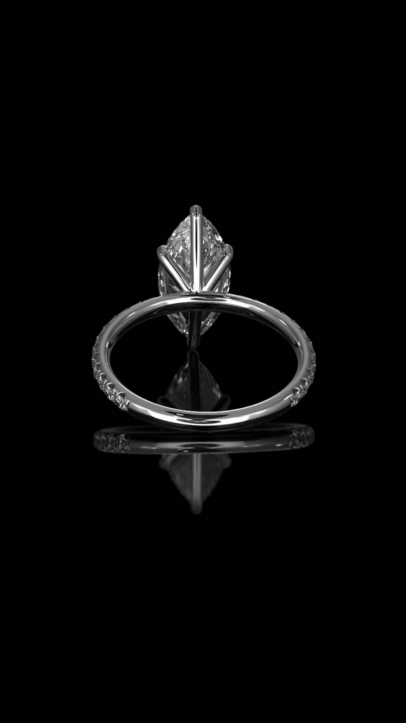 3 Carat Marquise Lab-Grown Diamond Ring – Hidden Halo & Pavé in 14K White Gold | Veva Jewel