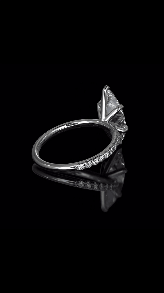3 Carat Marquise Lab-Grown Diamond Ring – Hidden Halo & Pavé in 14K White Gold | Veva Jewel