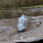 Top view of marquise lab-grown diamond solitaire ring with high polish finish