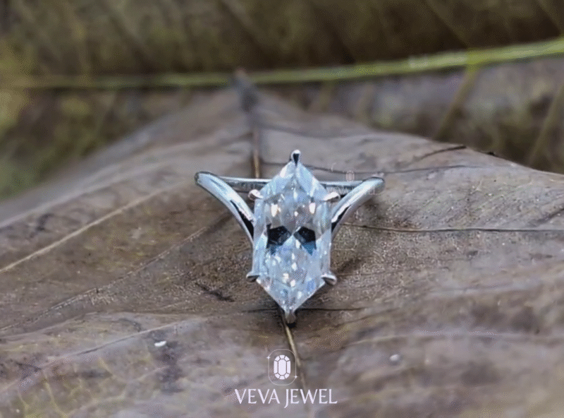 3 Carat Dutch Marquise Lab Grown Diamond Ring | Unique Marquise Cut Engagement Ring | White Gold Solitaire Ring | VEVA JEWEL