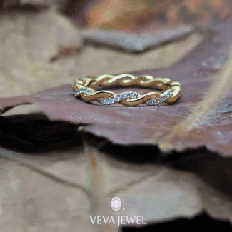 14K Gold Twist Eternity Ring | Stacking Ring for Women | VEVA JEWEL