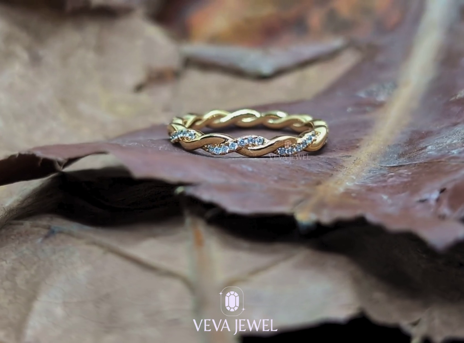 14K Gold Twist Eternity Ring | Stacking Ring for Women | VEVA JEWEL
