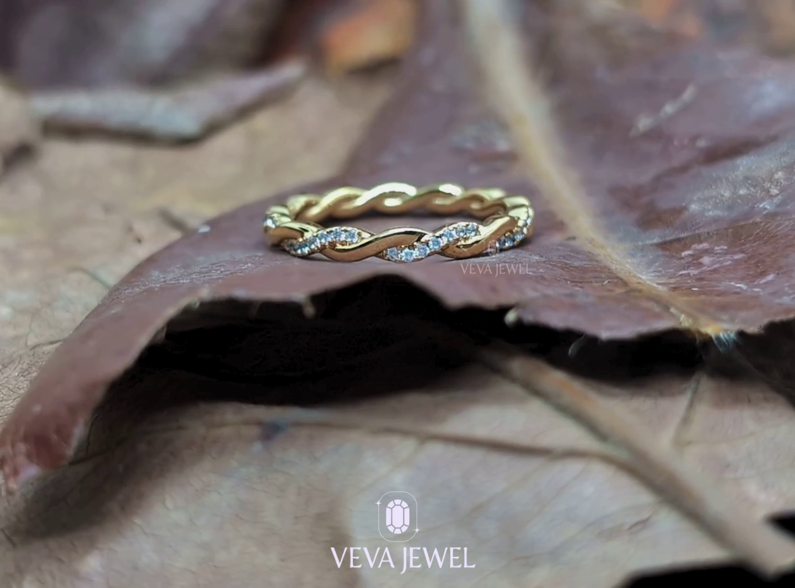 14K Gold Twist Eternity Ring | Stacking Ring for Women | VEVA JEWEL