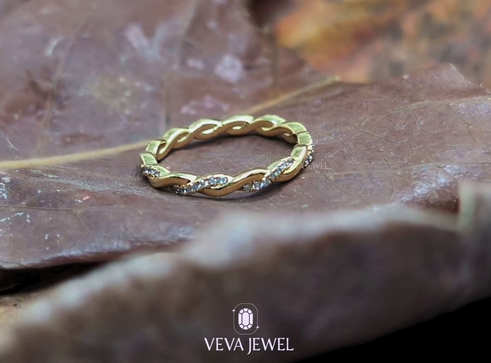 14K Gold Twist Eternity Ring | Stacking Ring for Women | VEVA JEWEL