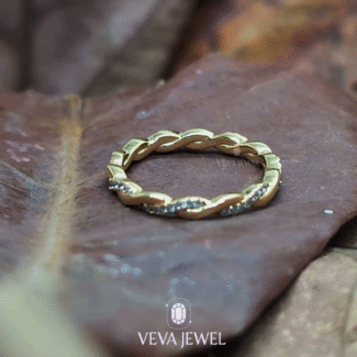 14K Gold Twist Eternity Ring | Stacking Ring for Women | VEVA JEWEL