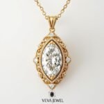 Marquise cut moissanite pendant necklace in yellow gold