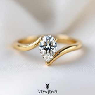 1.5 Carat Bypass Pear Cut Lab Grown Diamond Ring | Solid Gold Teardrop Engagement Ring | Modern Ethical Bypass Ring | Push Present for Wife