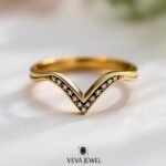Black Enamel Diamond Chevron Band