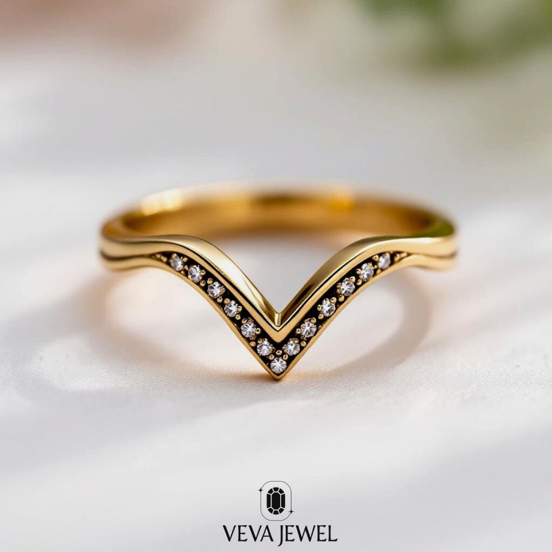 Black Enamel Diamond Chevron Band