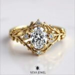 Oval moissanite engagement ring in gold