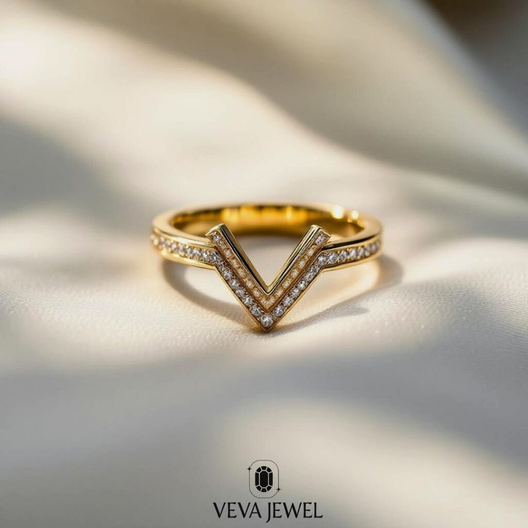 Modern V Chevron Diamond Band | Dainty Stackable Wedding Band