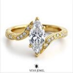vintage marquise cut moissanite engagement ring in solid gold