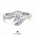 nature inspired oval moissanite solitaire ring in gold