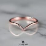 Dainty Chevron Diamond Wedding Band | Minimalist Lab Grown Diamond V Ring | Thin Stacking Gold Ring | VEVA JEWEL Bridal Jewelry