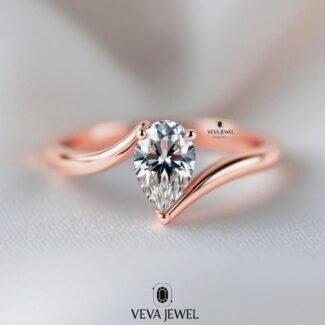 1.5 Carat Bypass Pear Cut Lab Grown Diamond Ring | Solid Gold Teardrop Engagement Ring | Modern Ethical Bypass Ring | Push Present for Wife
