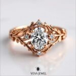 Nature inspired oval moissanite bridal ring