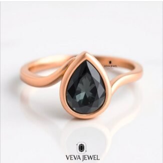 bezel set grey moissanite solitaire ring