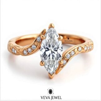elegant gold marquise moissanite promise ring