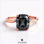 Unique dark grey moissanite promise ring for women