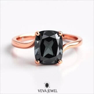 Unique dark grey moissanite promise ring for women