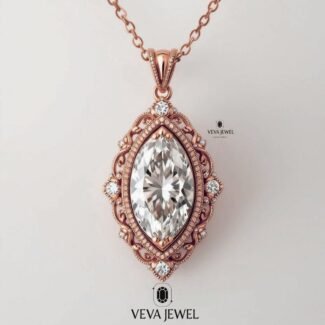 vintage moissanite pendant in yellow gold