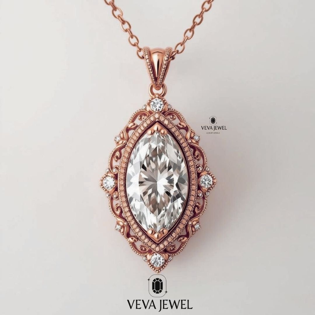 vintage moissanite pendant in yellow gold