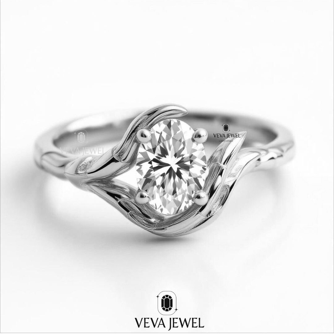 Unique leaf style diamond ring for women
