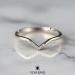 Dainty Chevron Diamond Wedding Band | Minimalist Lab Grown Diamond V Ring | Thin Stacking Gold Ring | VEVA JEWEL Bridal Jewelry