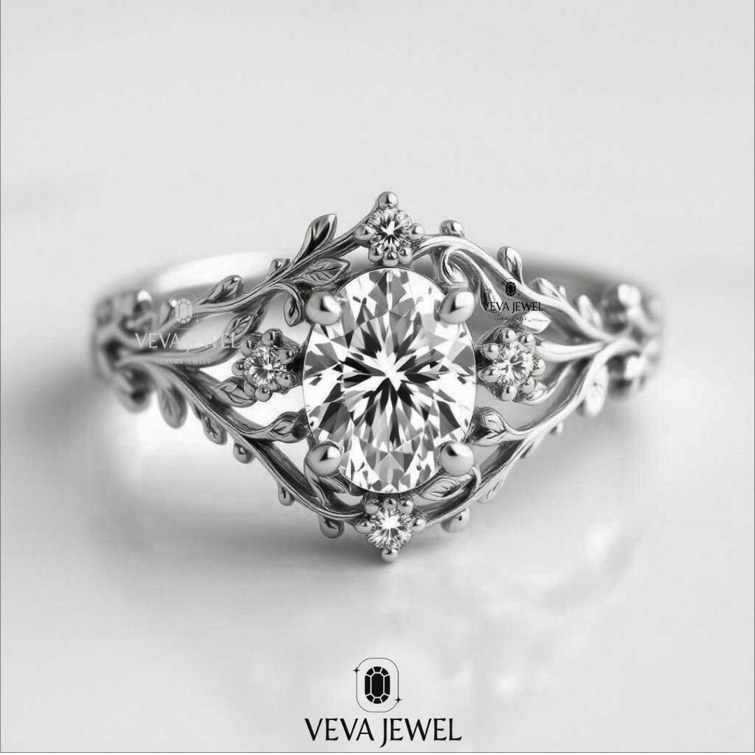 Floral vine moissanite ring vintage design