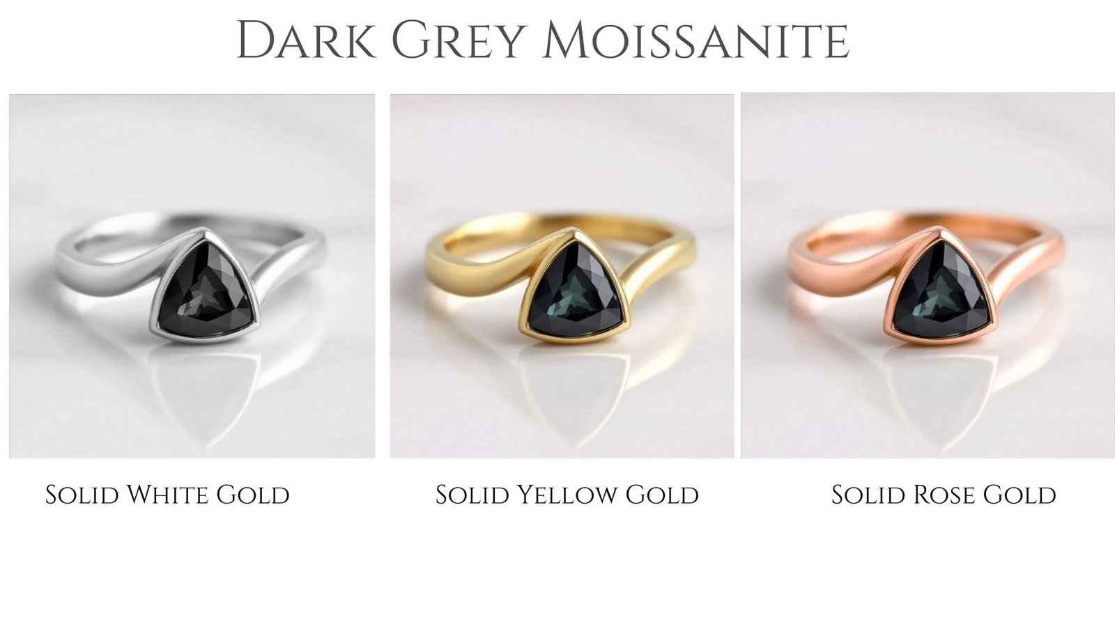 Unique trillion cut moissanite promise ring