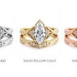 Classic marquise cut diamond wedding set