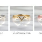 Engraved Chevron Wedding Band | Lab-Grown Diamond V Ring | Yellow Gold Leaf Detail Band | Vintage Style Stackable Ring | Gift for Girlfriend
