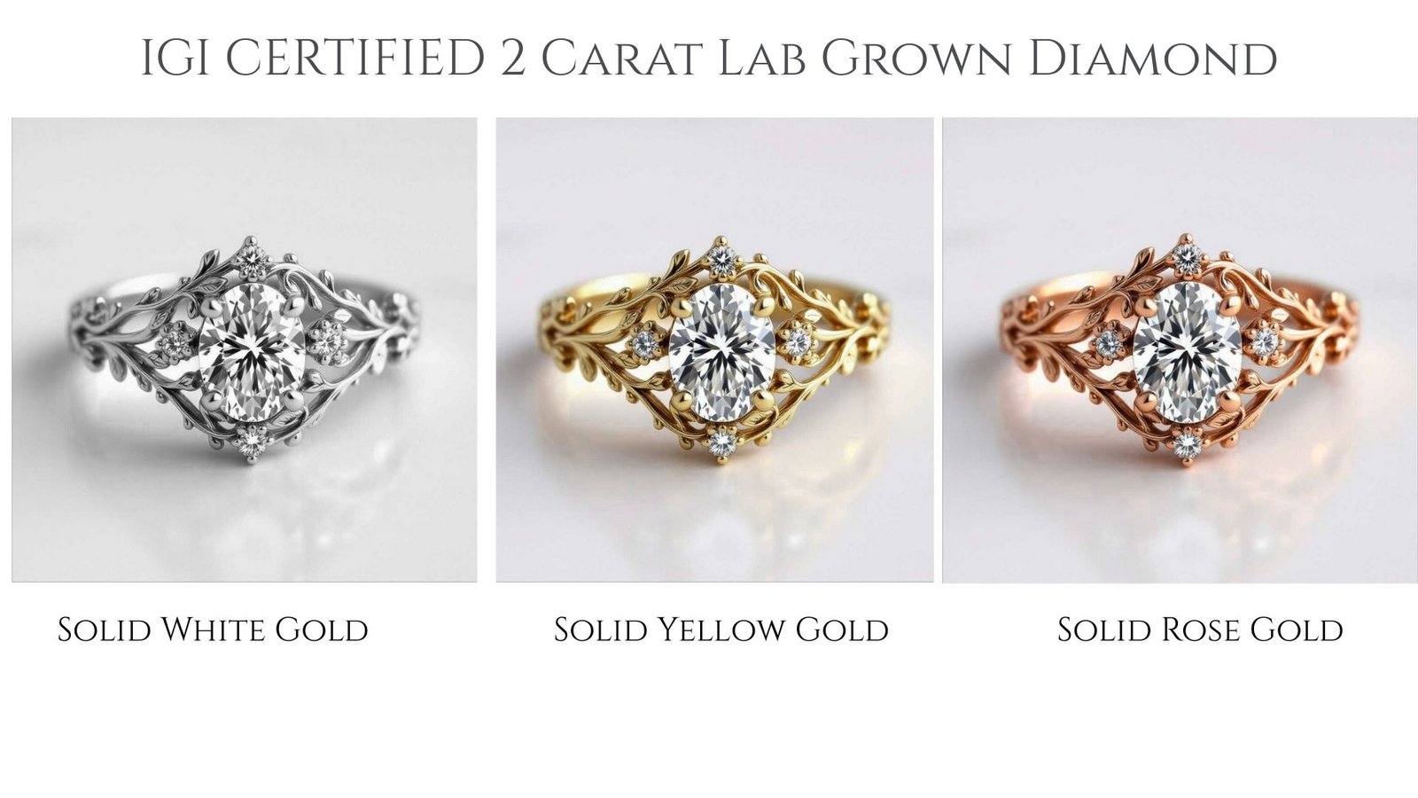 Vintage style moissanite ring with leaf details