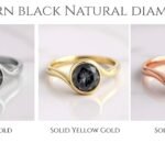 2 Carat Grey Moissanite Bezel Set Ring | Round Cut in Gold Bypass Band | Modern Minimal Engagement Ring | Unique Alternative Bridal Jewelry