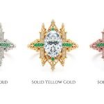 Unique bridal ring with architectural gothic design