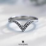 Black Enamel Diamond Chevron Band