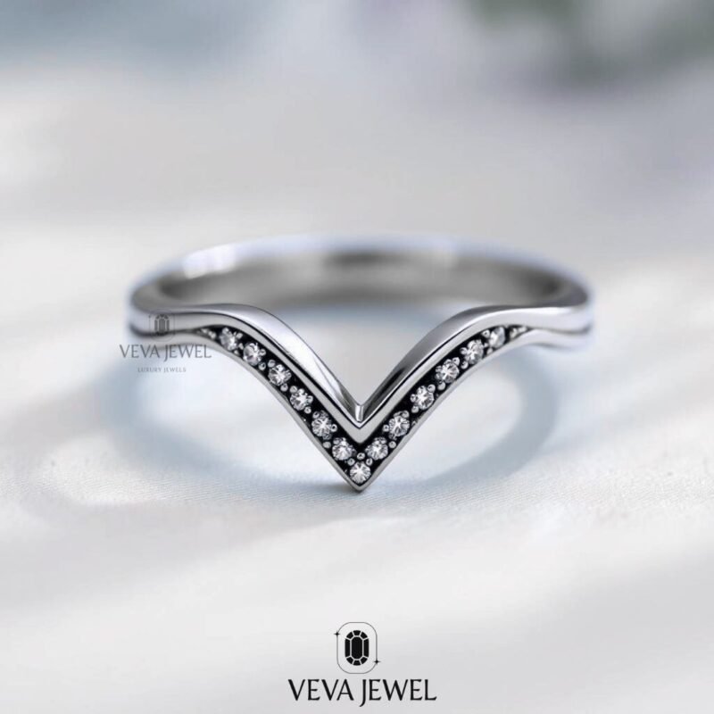 Black Enamel Diamond Chevron Band