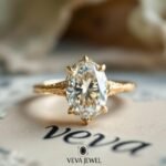 Oval Moissanite Vintage Engagement Ring – 3 Carat Floral Gold Ring | Antique Style Promise Ring | Hand Crafted Custom Anniversary Gift