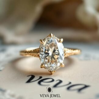 Oval Moissanite Vintage Engagement Ring – 3 Carat Floral Gold Ring | Antique Style Promise Ring | Hand Crafted Custom Anniversary Gift