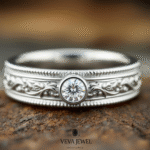 classic milgrain diamond wedding ring in solid gold