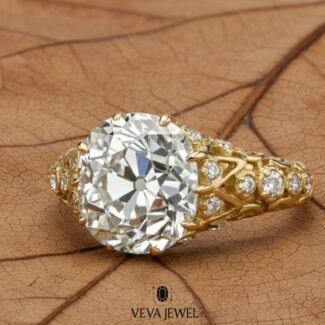 antique style round diamond promise ring for women