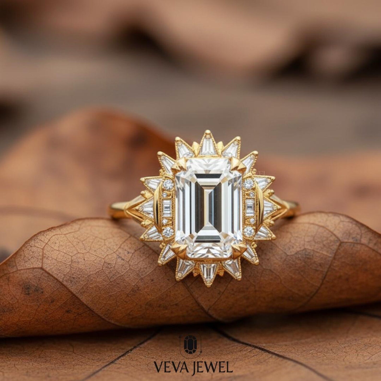 women vintage halo diamond wedding ring in gold