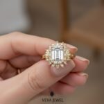 antique style diamond engagement ring with sunburst design